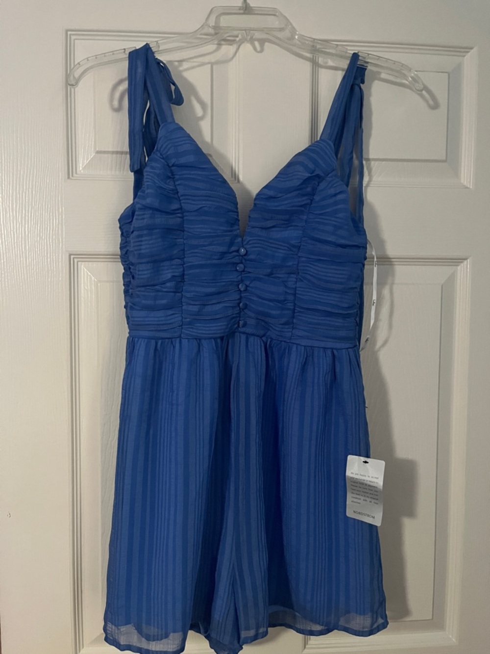 NWT Lulu's Blue Ruffled Tie-Strap One-Piece Romper